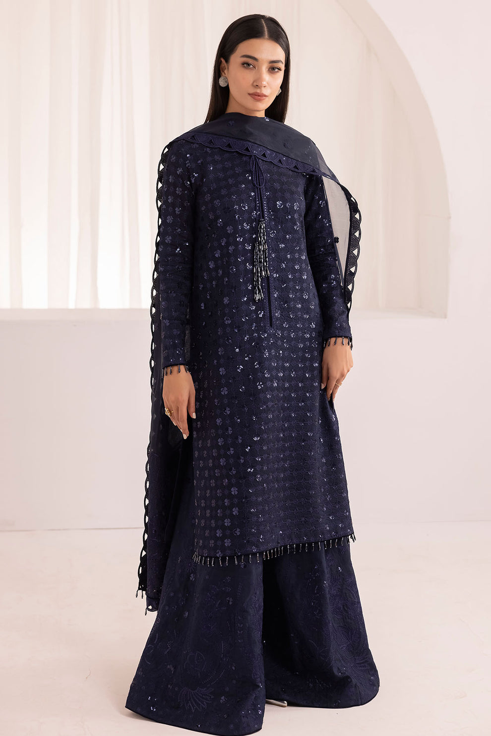 J - EMBROIDERED RAW SILK UR-7010