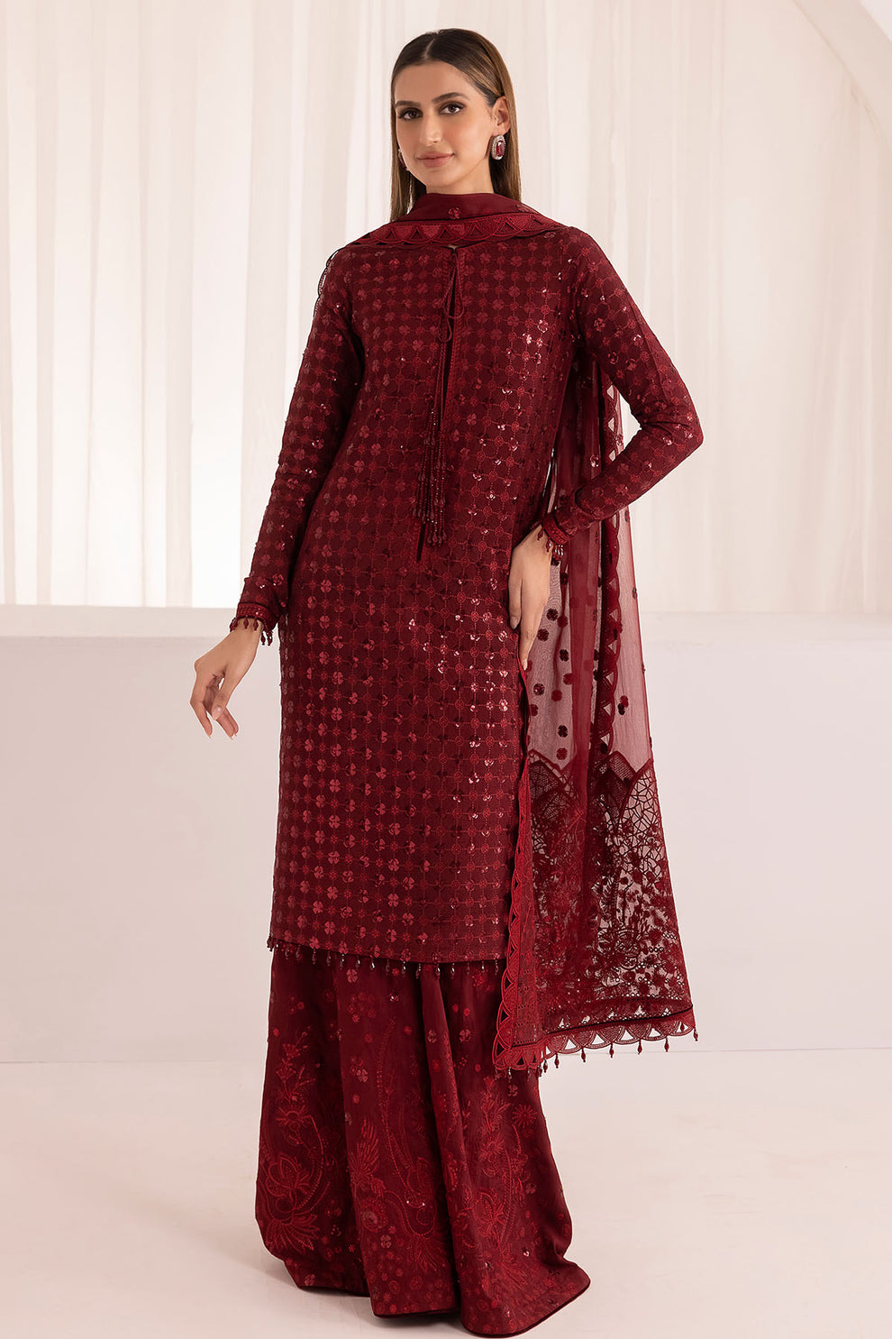 J - EMBROIDERED RAW SILK UR-7009