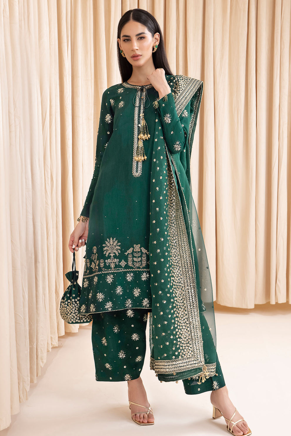 J - EMBROIDERED RAW SILK UR-7003