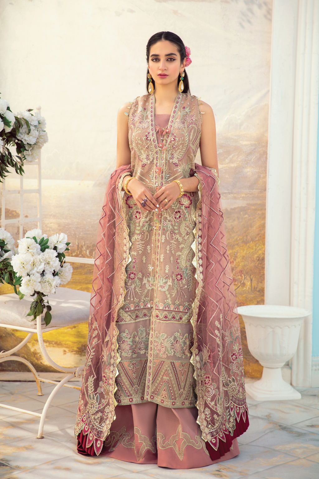 I - 08 FLORAL OASIS (OPEN GOWN WITH SHARARA)