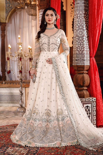 MB - MBROIDERED PEARL WHITE & PEACHY SILVER