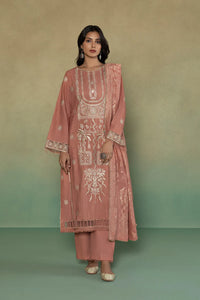 S - EMBROIDERED KHADDAR PEACH 3PC