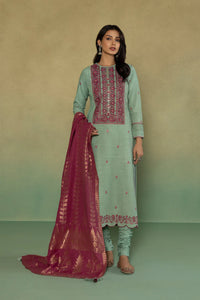 S - EMBROIDERED KHADDAR SEA GREEN 3PC