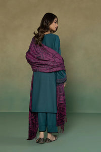 S - EMBROIDERED KHADDAR TEAL 3PC