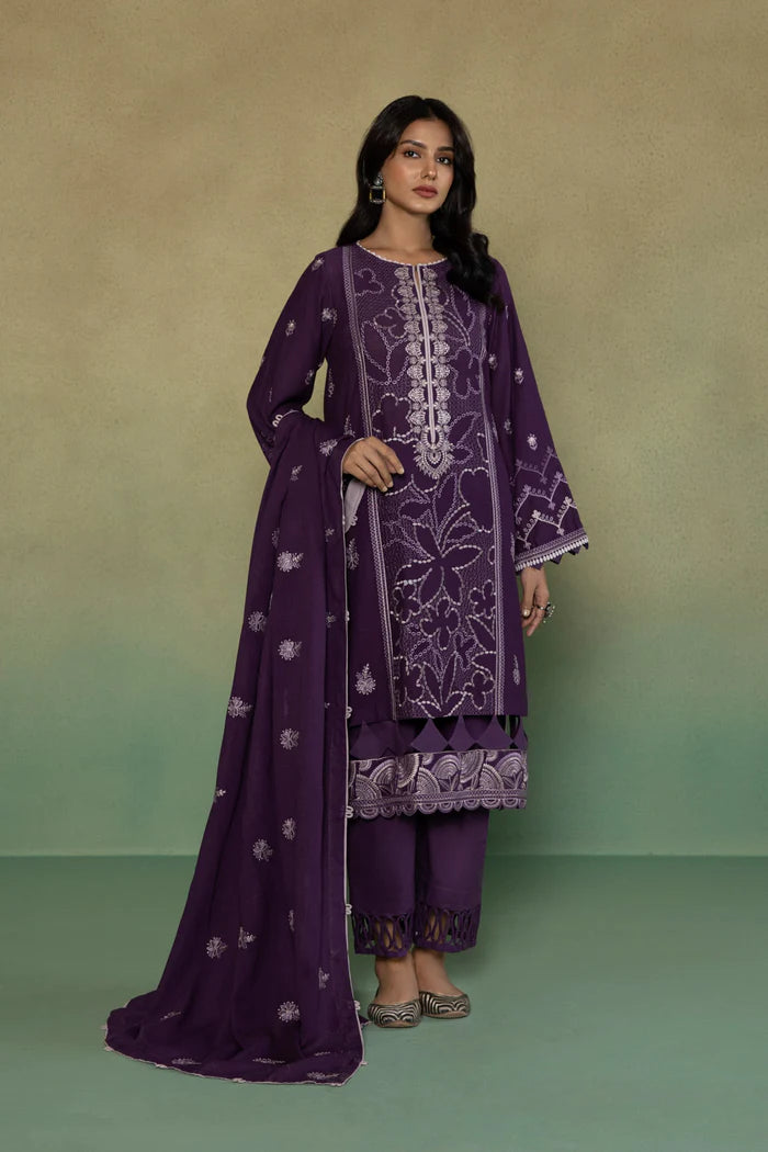 S - EMBROIDERED KARANDI PURPLE 3PC