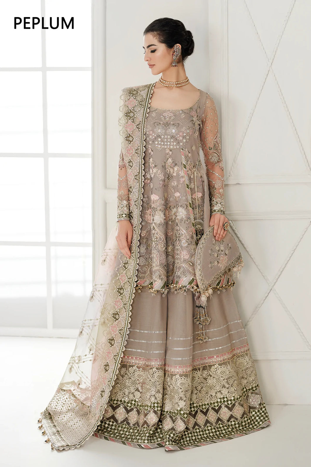 B - EMBROIDERED NET CH10-08 (PEPLUM STYLE)