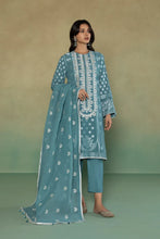 Load image into Gallery viewer, S - EMBROIDERED EXTRA WEFT JACQUARD AQUA 3PC