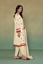 Load image into Gallery viewer, S - EMBROIDERED KARANDI OFF WHITE 3PC