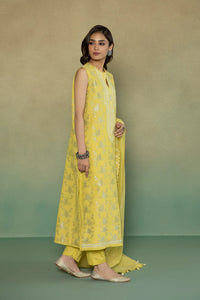 S - EMBROIDERED EXTRA WEFT JACQUARD YELLOW 3PC