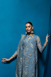 S - EMBROIDERED ORGANZA BLUE