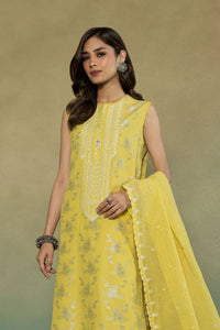 S - EMBROIDERED EXTRA WEFT JACQUARD YELLOW 3PC