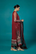 Load image into Gallery viewer, S - EMBROIDERED BLENDED NET RED 3PC