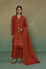 Load image into Gallery viewer, S - EMBROIDERED KHADDAR RUST 3PC