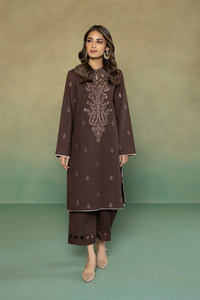 S - EMBROIDERED CAMBRIC BROWN 2PC