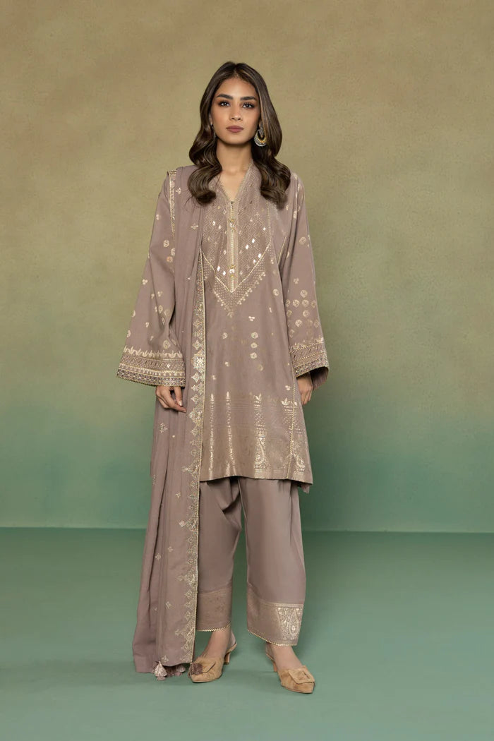S - EMBROIDERED EXTRA WEFT JACQUARD MINK