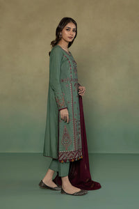 S - EMBROIDERED KHADDAR SEA GREEN 3PC