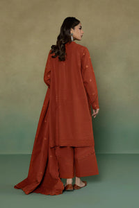 S - EMBROIDERED KHADDAR RUST 3PC