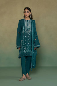 S - EMBROIDERED KARANDI TEAL 3PC