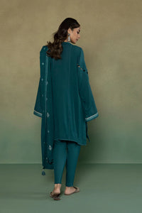 S - EMBROIDERED KARANDI TEAL 3PC