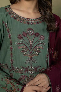 S - EMBROIDERED KHADDAR SEA GREEN 3PC