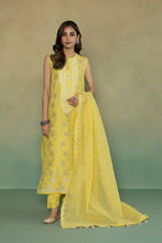 Load image into Gallery viewer, S - EMBROIDERED EXTRA WEFT JACQUARD YELLOW 3PC