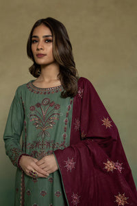 S - EMBROIDERED KHADDAR SEA GREEN 3PC