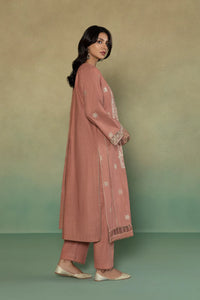 S - EMBROIDERED KHADDAR PEACH 3PC