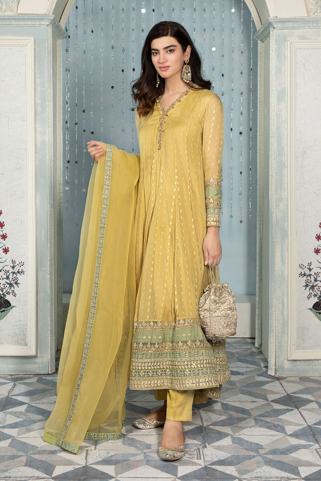 MARIA B READY TO WEAR – Suit Lime Yellow SF-EA22-05